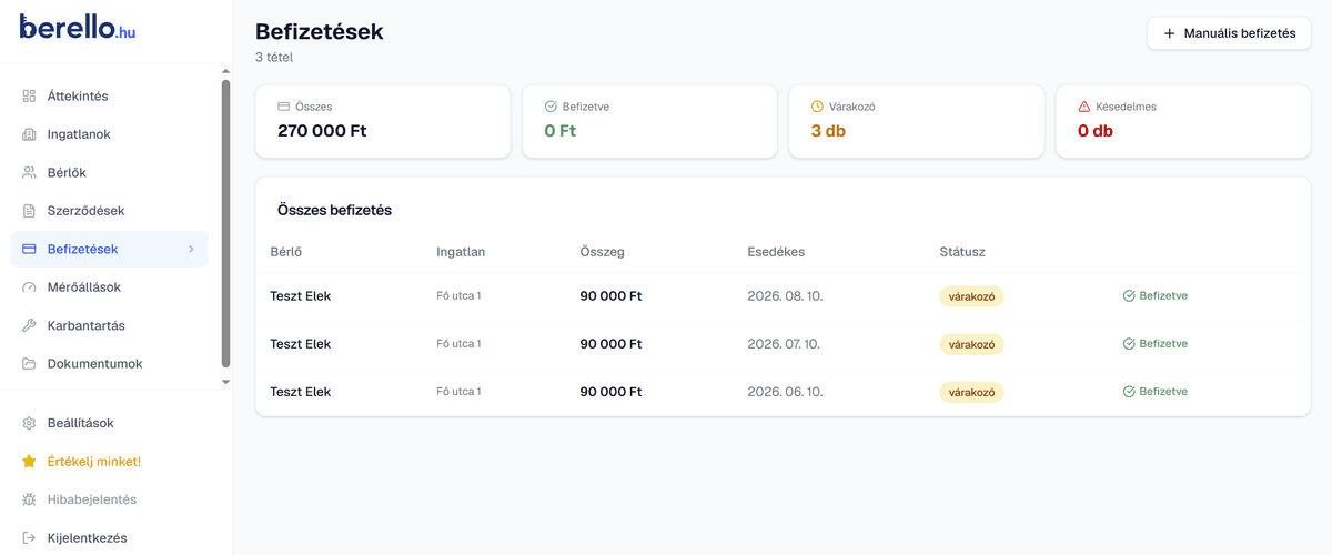 Befizetések